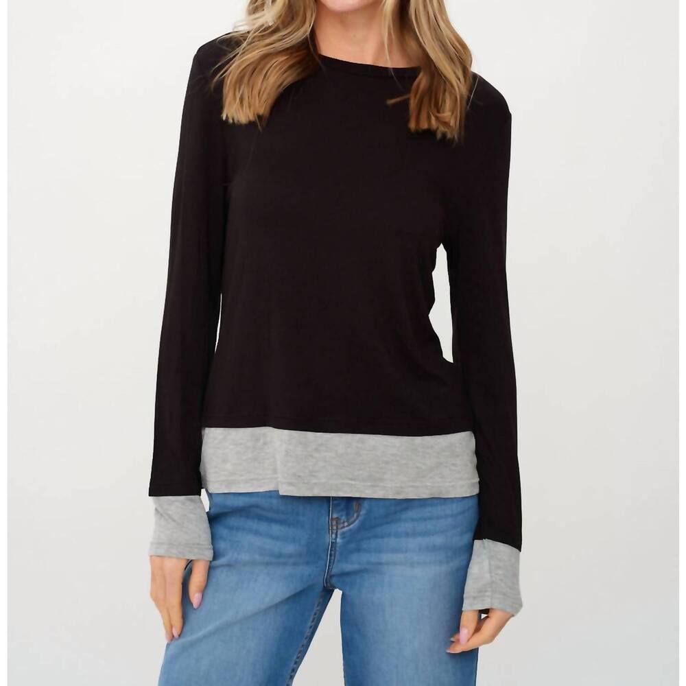 NEW SIX/FIFTY izzy layered long sleeve tee in black